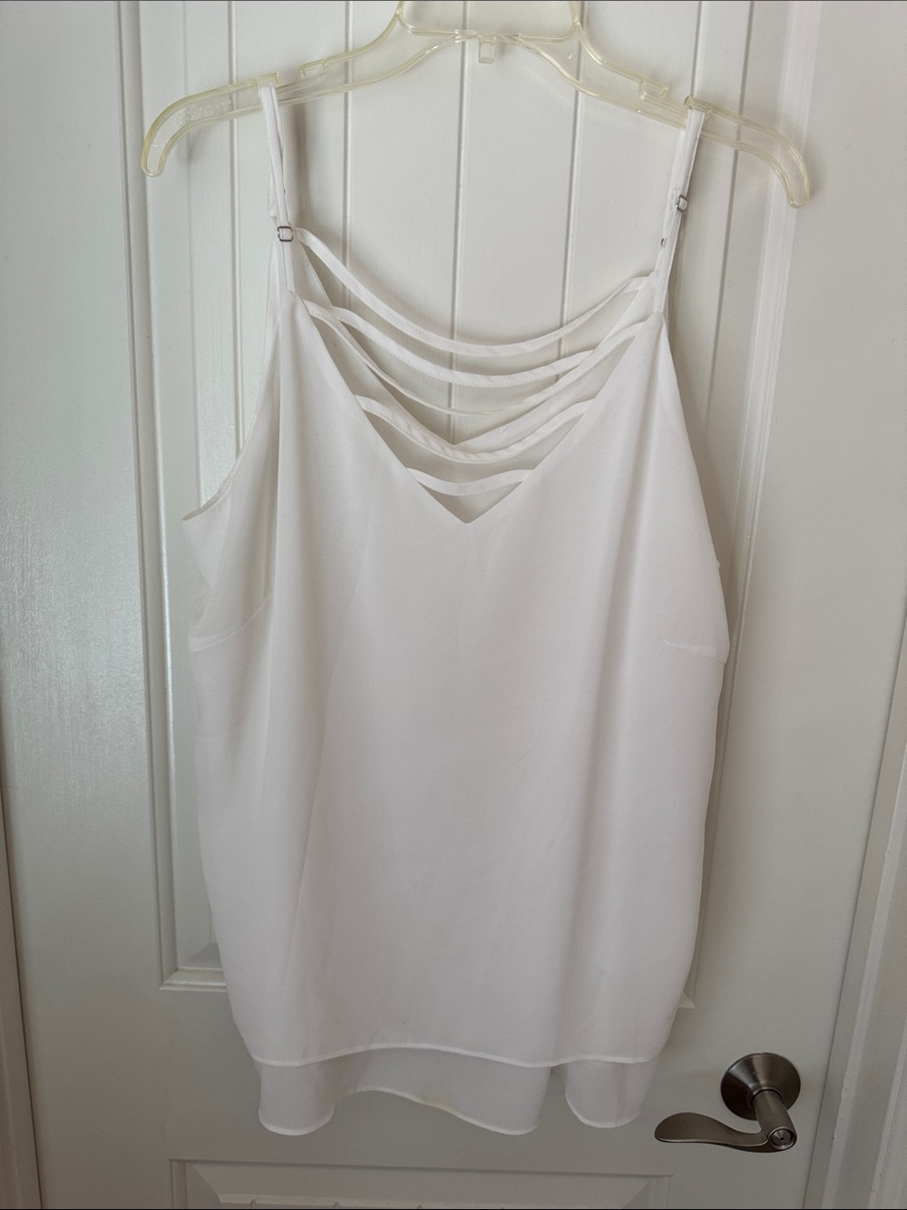 White Strappy V-Neck Chiffon Cami Top